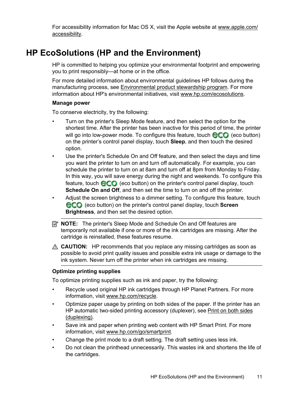 Hp ecosolutions (hp and the environment) | HP Officejet Pro 276dw Multifunction Printer series User Manual | Page 15 / 260