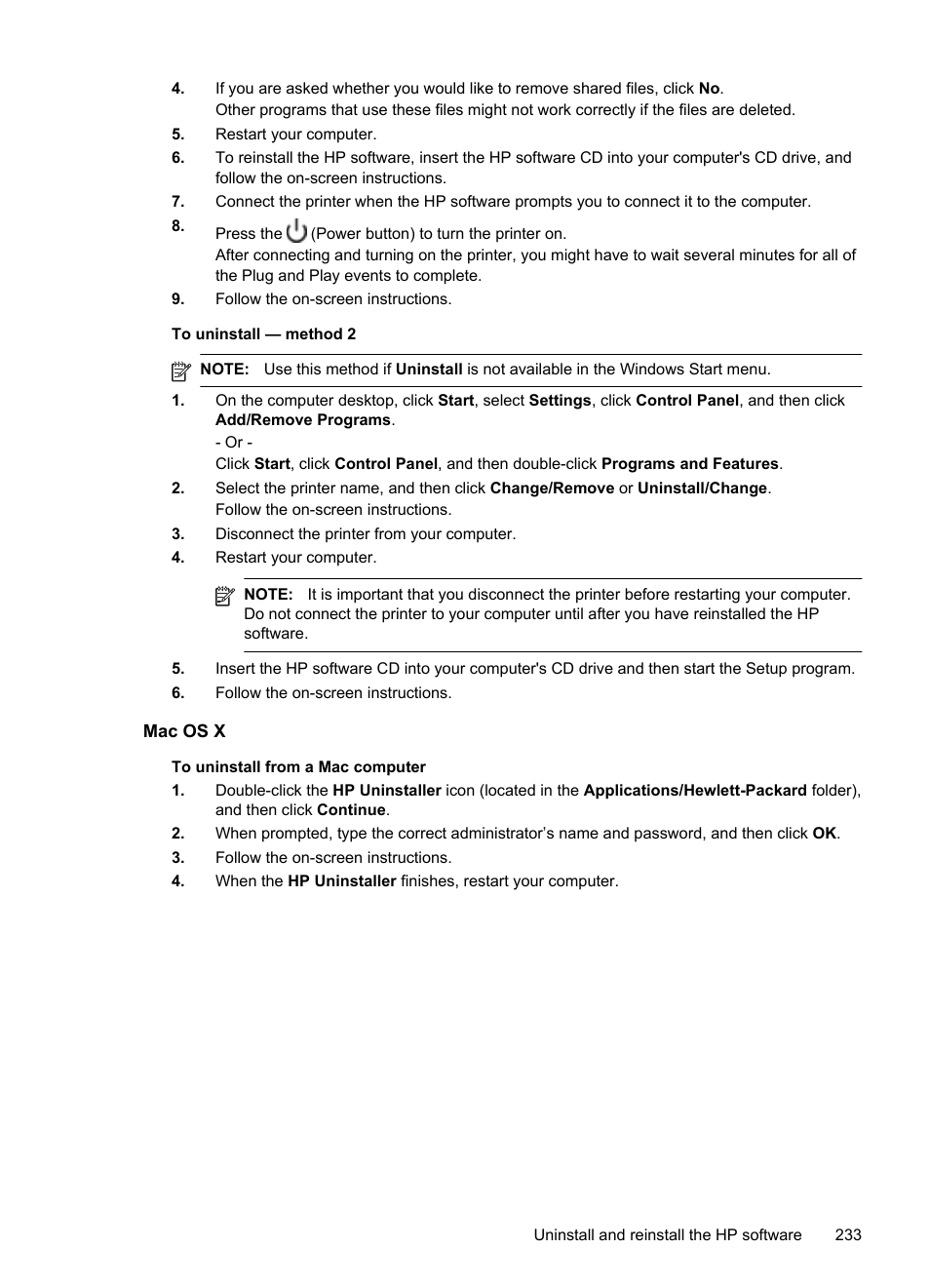 Mac os x | HP Officejet Pro 276dw Multifunction Printer series User Manual | Page 237 / 260