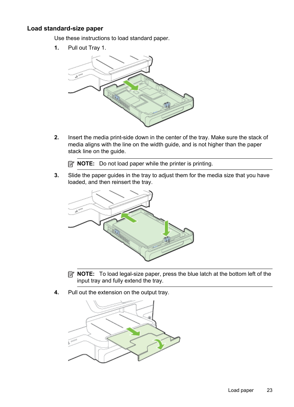 Load standard-size paper | HP Officejet Pro 276dw Multifunction Printer series User Manual | Page 27 / 260