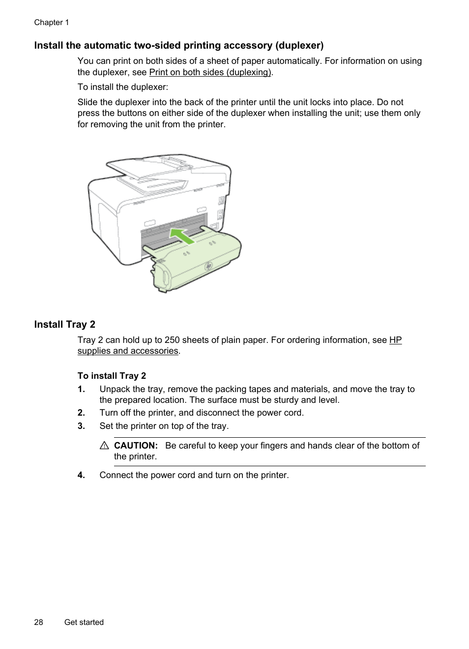 Install tray 2 | HP Officejet Pro 276dw Multifunction Printer series User Manual | Page 32 / 260