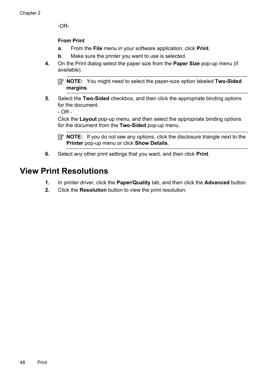 View print resolutions | HP Officejet Pro 276dw Multifunction Printer series User Manual | Page 52 / 260