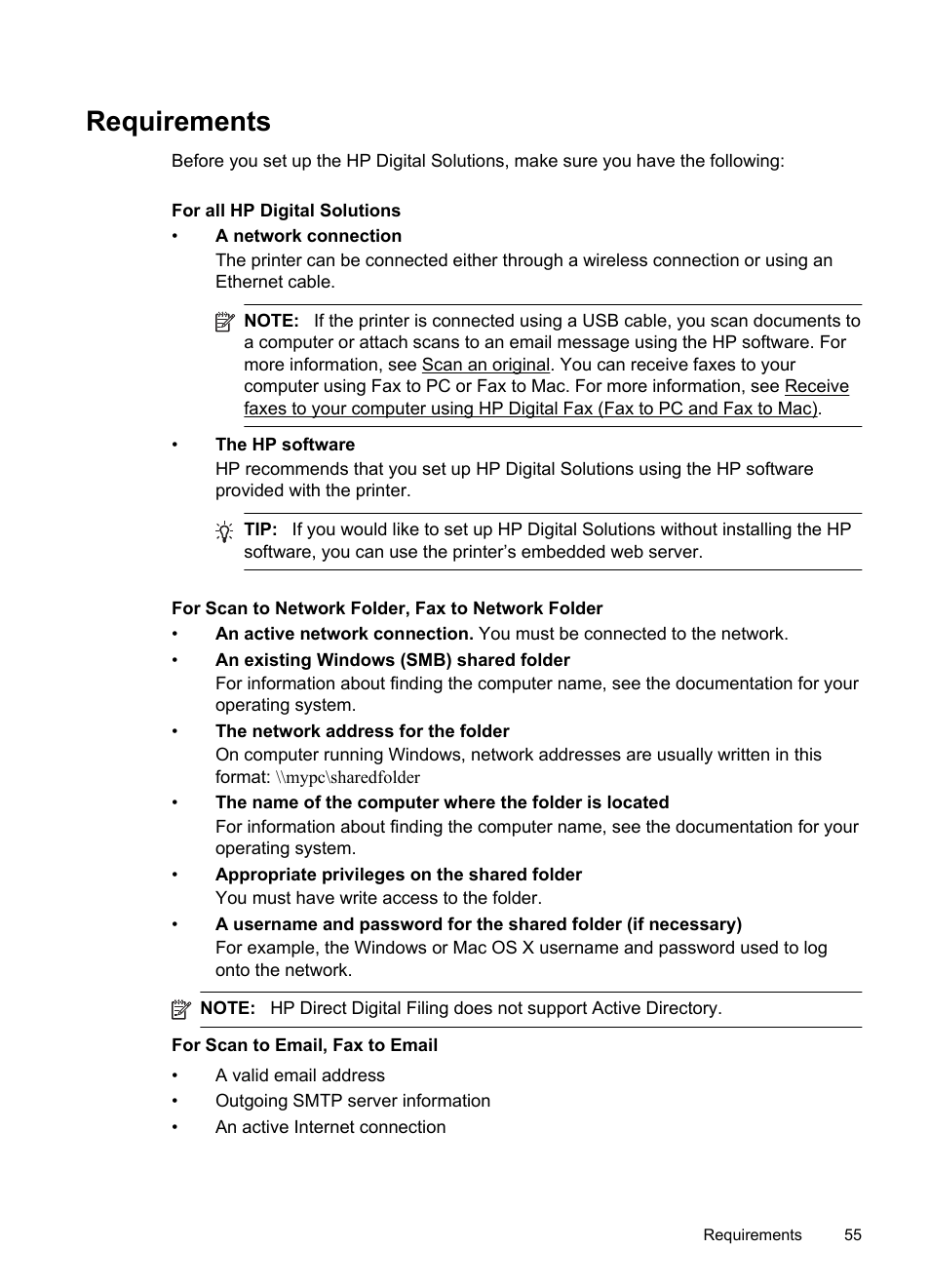 Requirements | HP Officejet Pro 276dw Multifunction Printer series User Manual | Page 59 / 260