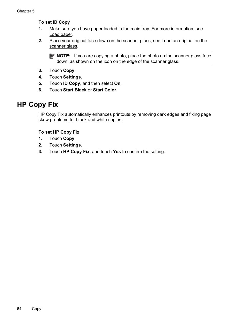Hp copy fix | HP Officejet Pro 276dw Multifunction Printer series User Manual | Page 68 / 260