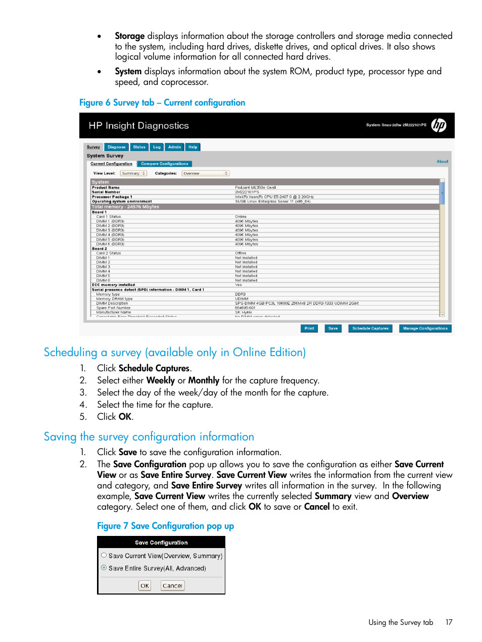 Saving the survey configuration information | HP Insight Diagnostics Software User Manual | Page 17 / 45