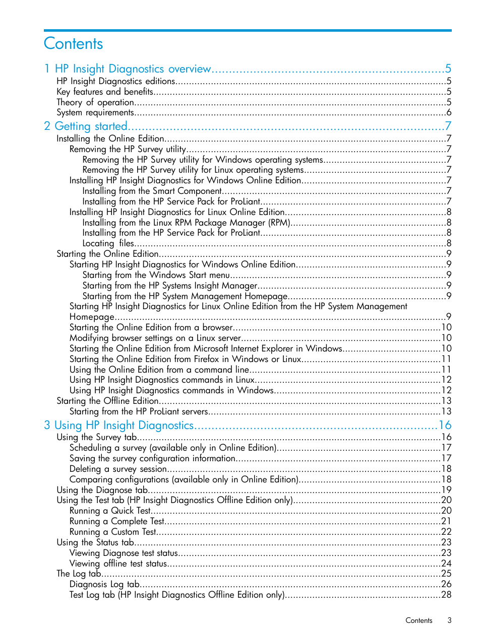HP Insight Diagnostics Software User Manual | Page 3 / 45