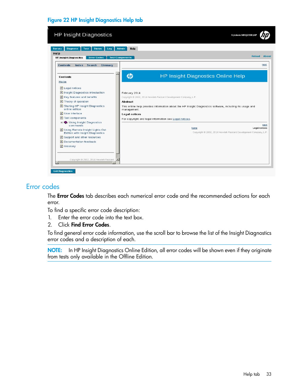 Error codes | HP Insight Diagnostics Software User Manual | Page 33 / 45