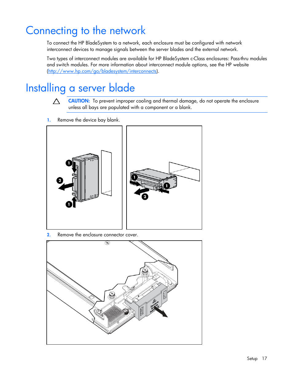 Connecting to the network, Installing a server blade | HP ProLiant BL495c G6 Server-Blade User Manual | Page 17 / 90