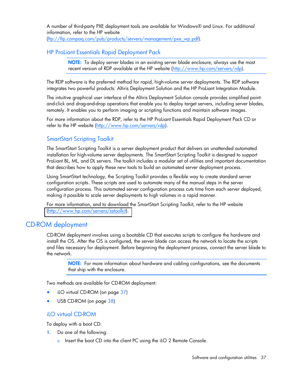 Cd-rom deployment, Cd-ro oyme, M depl nt | HP ProLiant BL495c G6 Server-Blade User Manual | Page 37 / 90