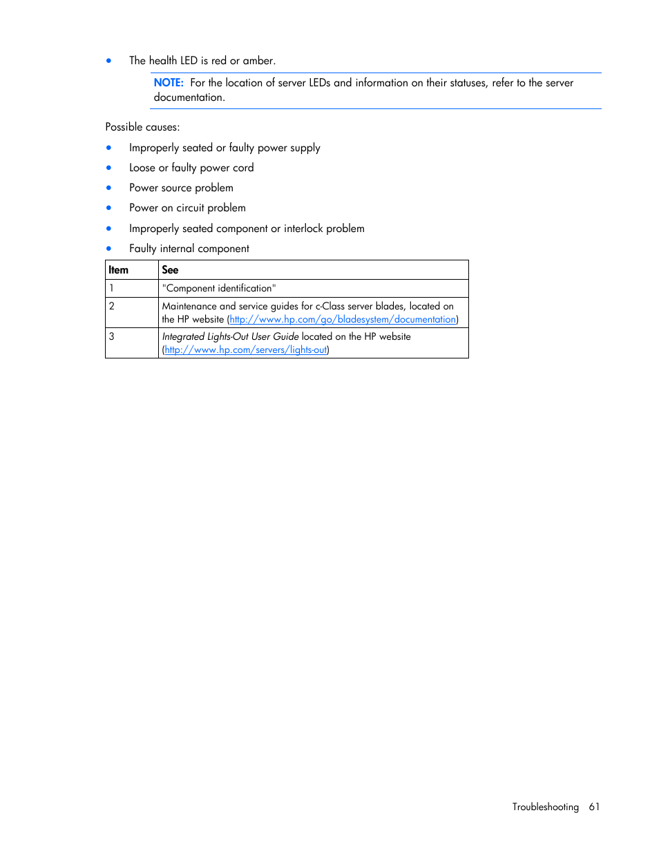 HP ProLiant BL495c G6 Server-Blade User Manual | Page 61 / 90