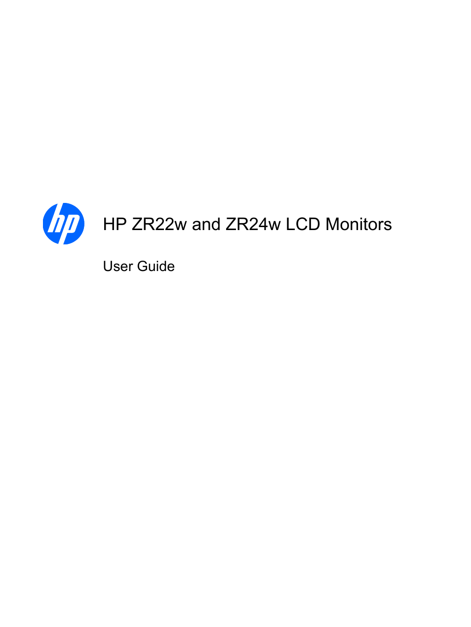 HP ZR24w 24-inch S-IPS LCD Monitor User Manual | 53 pages