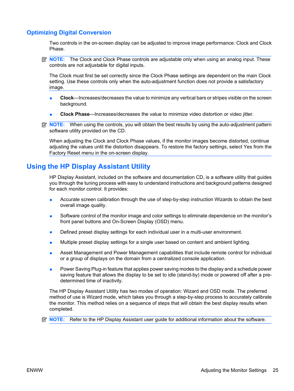 Optimizing digital conversion, Using the hp display assistant utility | HP ZR24w 24-inch S-IPS LCD Monitor User Manual | Page 33 / 53