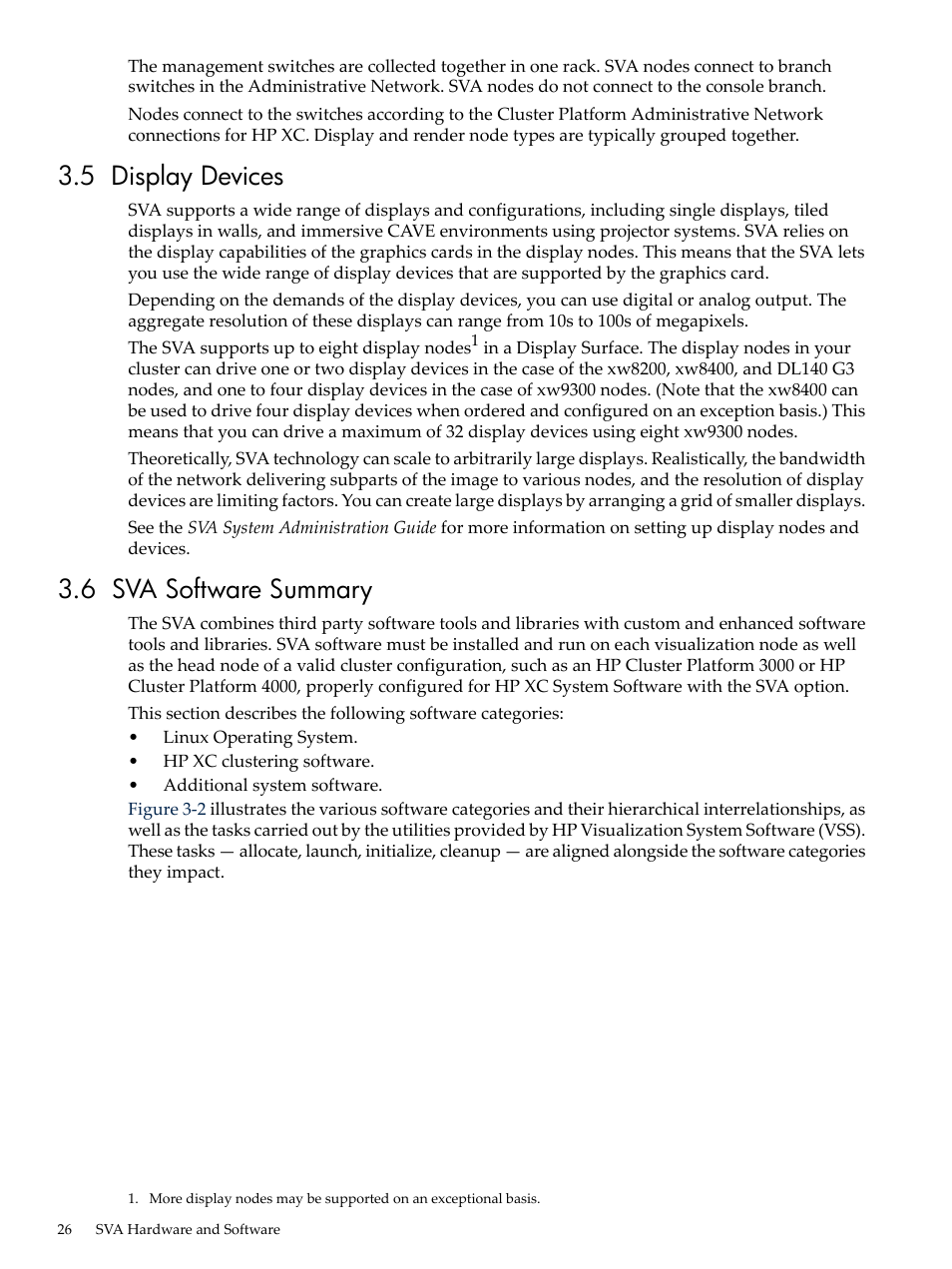 5 display devices, 6 sva software summary, 5 display devices 3.6 sva software summary | HP Scalable Visualization Array Software User Manual | Page 26 / 62