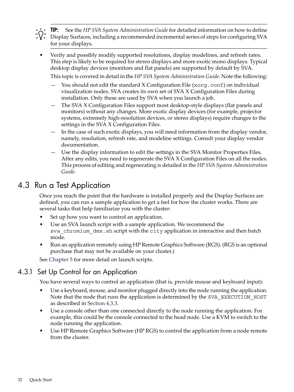 3 run a test application, 1 set up control for an application | HP Scalable Visualization Array Software User Manual | Page 32 / 62