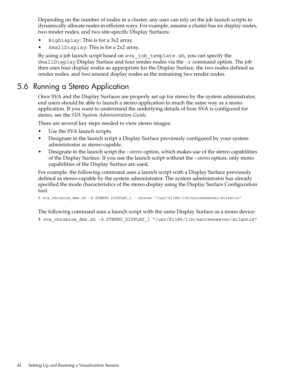 6 running a stereo application | HP Scalable Visualization Array Software User Manual | Page 42 / 62