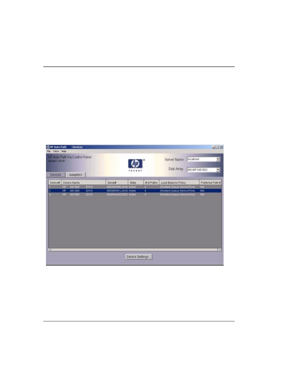 Auto path va devices window | HP StorageWorks Auto Path VA Software User Manual | Page 17 / 36