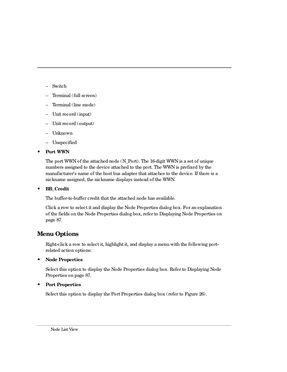 Menu options | HP Surestore 64 Director Switch User Manual | Page 102 / 260