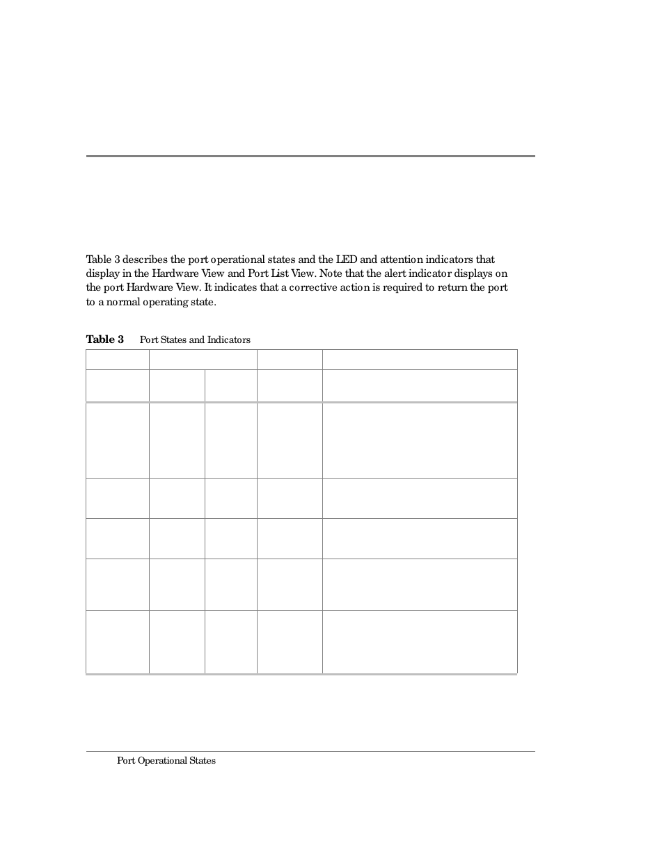 Port operational states, 3 port states and indicators, Table 3 | HP Surestore 64 Director Switch User Manual | Page 114 / 260