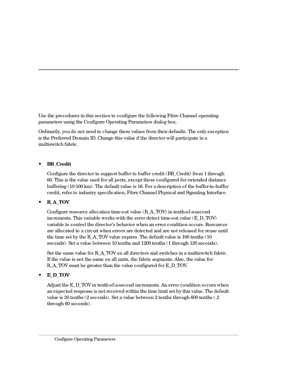 Configure operating parameters | HP Surestore 64 Director Switch User Manual | Page 126 / 260