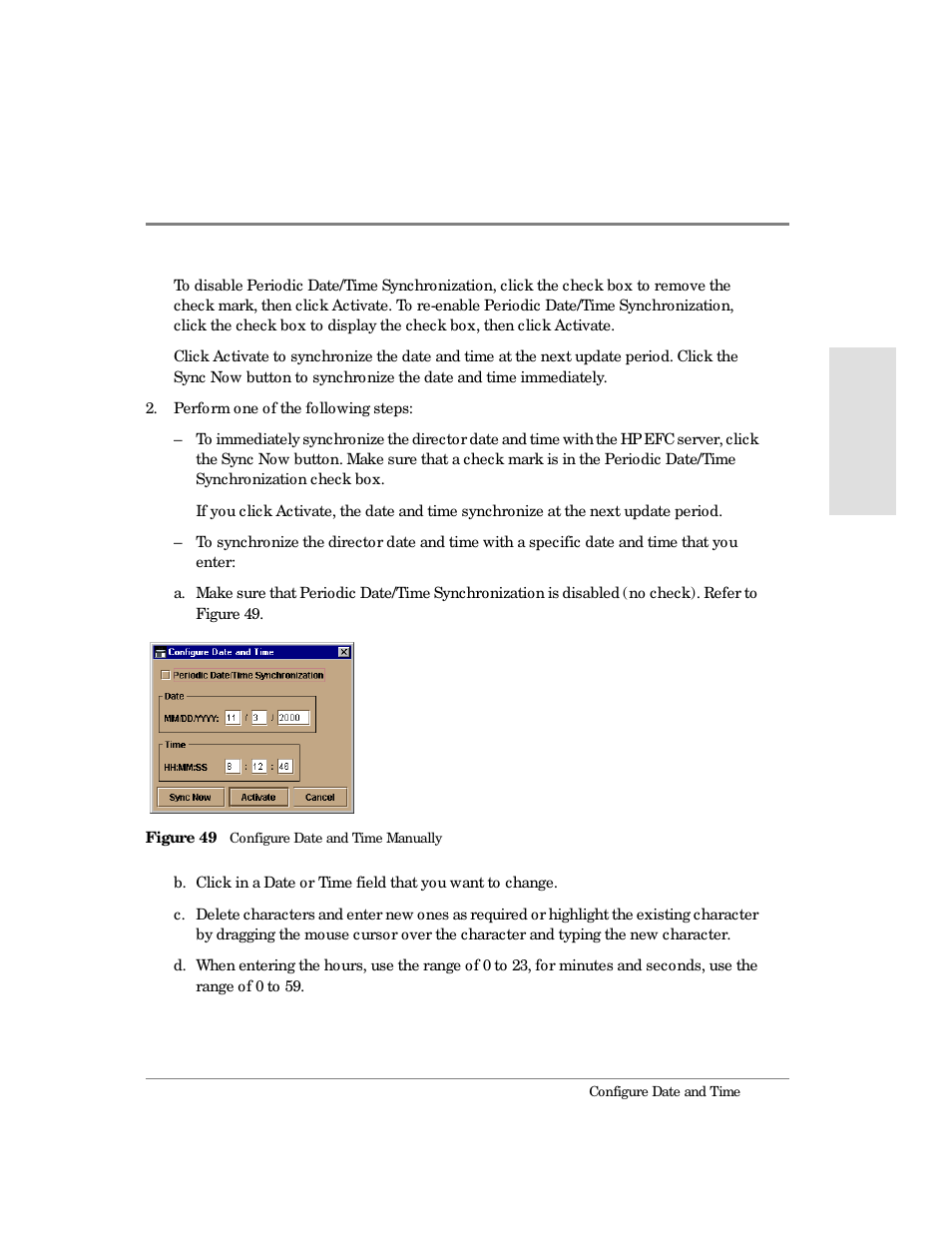 49 configure date and time manually | HP Surestore 64 Director Switch User Manual | Page 147 / 260