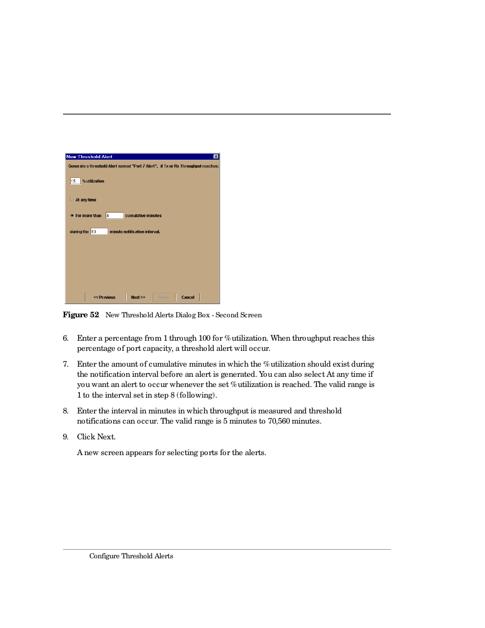 52 new threshold alerts dialog box - second screen | HP Surestore 64 Director Switch User Manual | Page 152 / 260