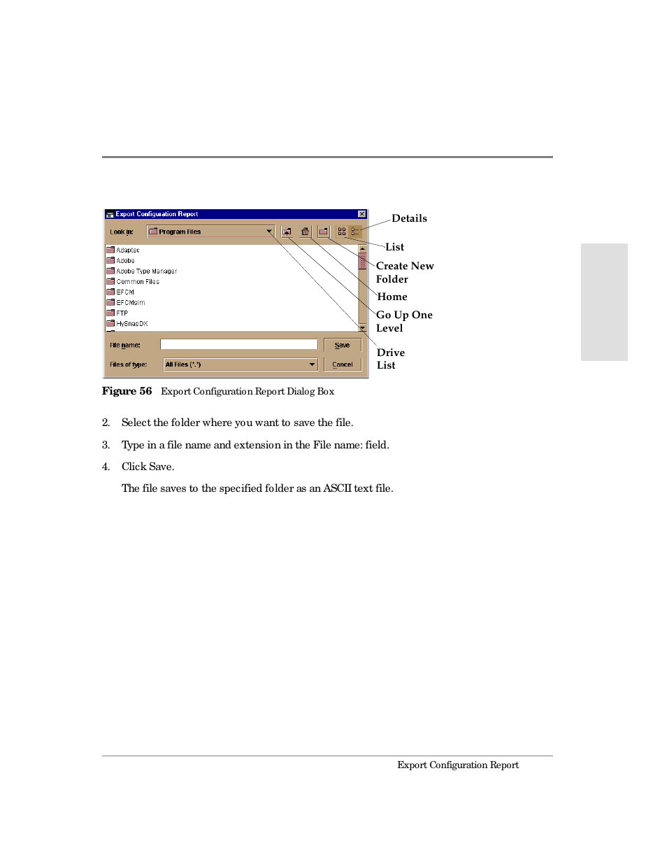 56 export configuration report dialog box | HP Surestore 64 Director Switch User Manual | Page 159 / 260