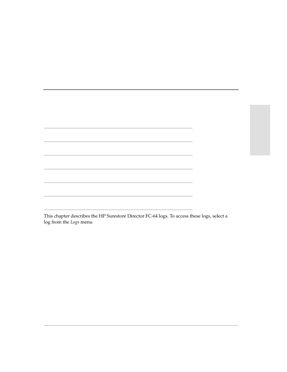 4 using logs, 4using logs | HP Surestore 64 Director Switch User Manual | Page 163 / 260