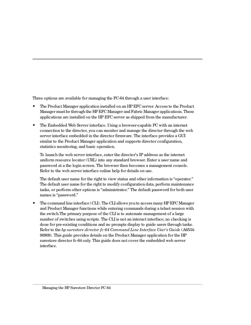Managing the hp surestore director fc-64 | HP Surestore 64 Director Switch User Manual | Page 18 / 260