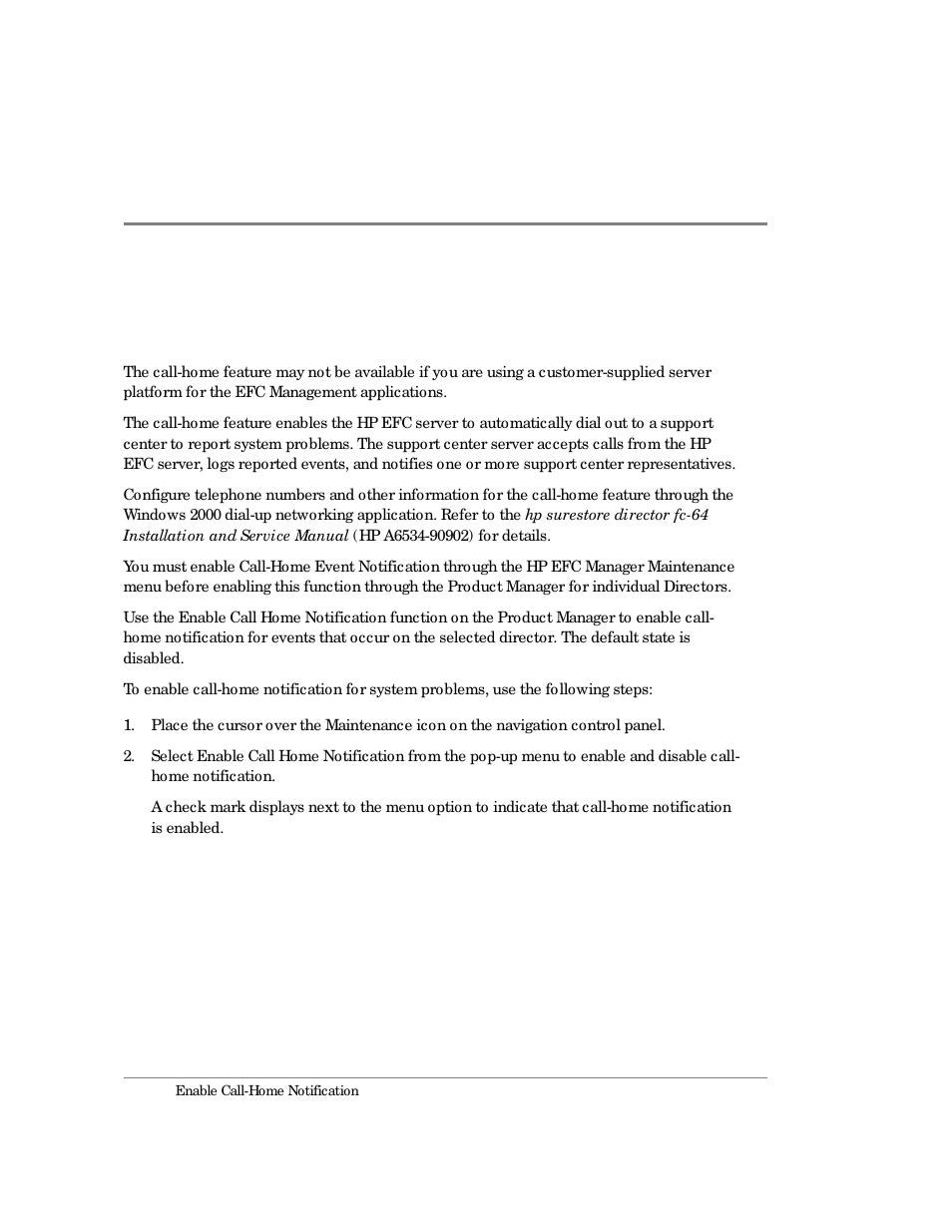 Enable call-home notification | HP Surestore 64 Director Switch User Manual | Page 188 / 260