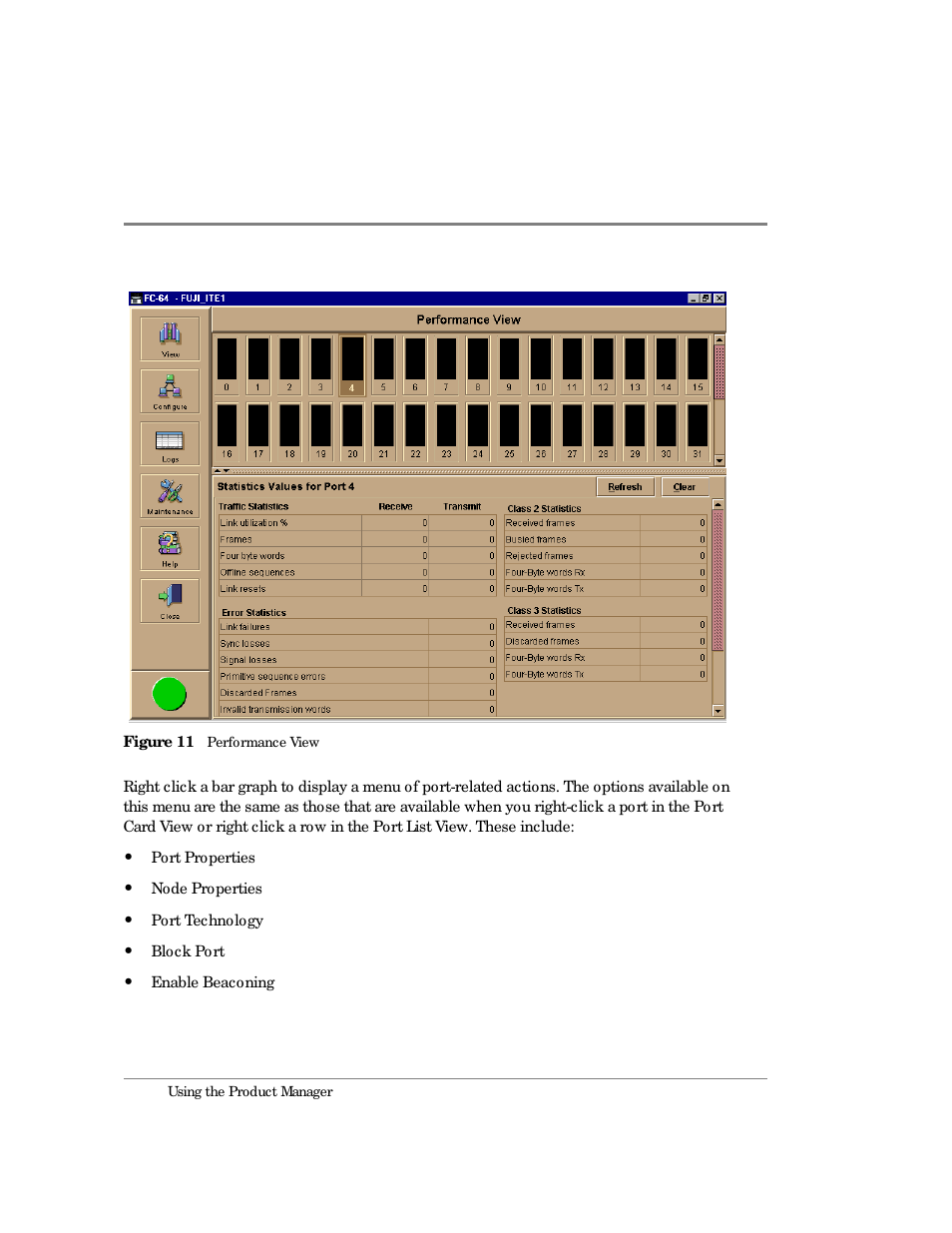 11 performance view | HP Surestore 64 Director Switch User Manual | Page 54 / 260