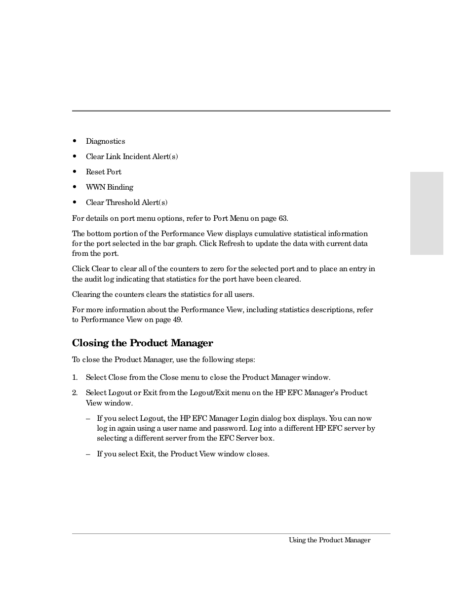 Closing the product manager | HP Surestore 64 Director Switch User Manual | Page 55 / 260