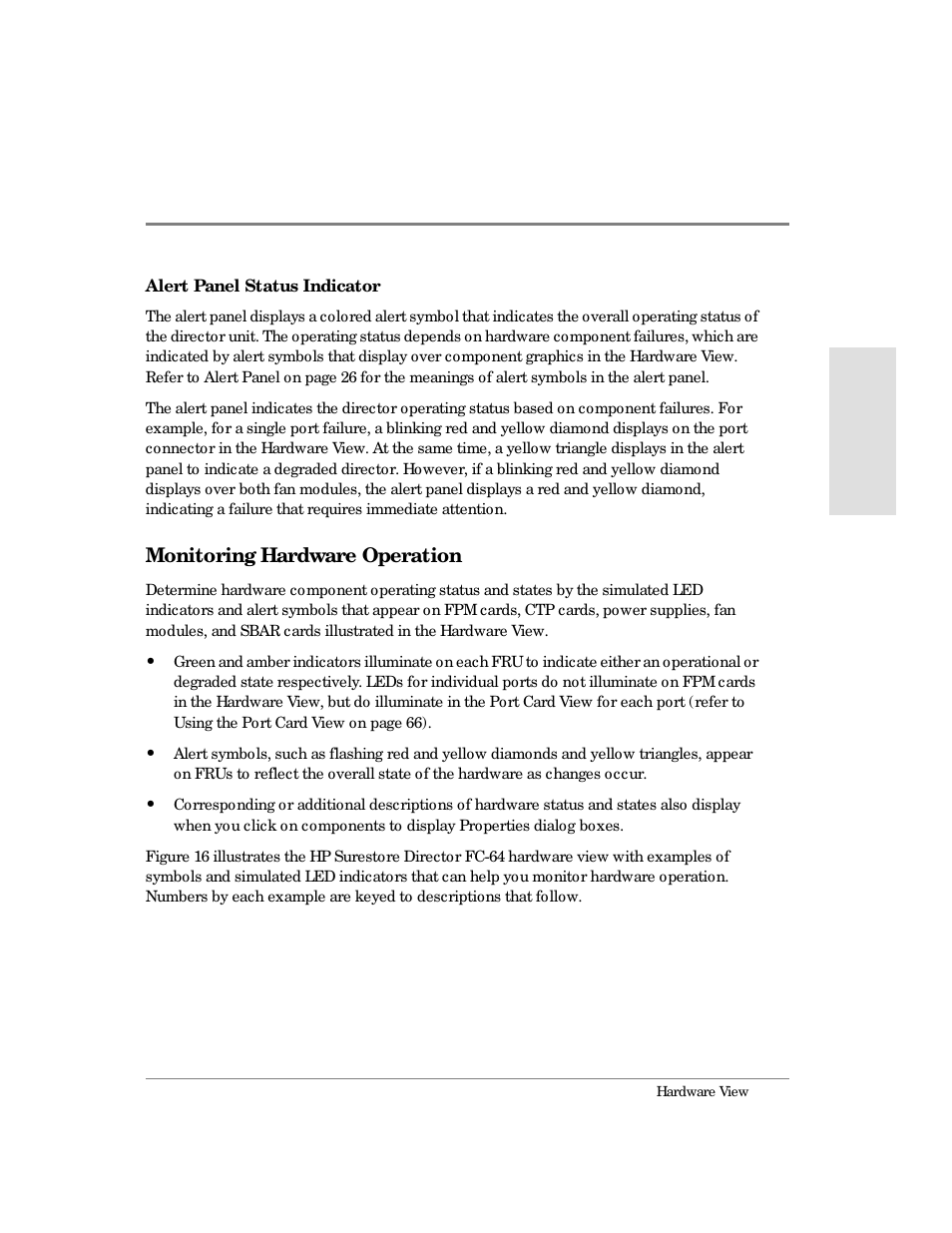 Monitoring hardware operation | HP Surestore 64 Director Switch User Manual | Page 69 / 260