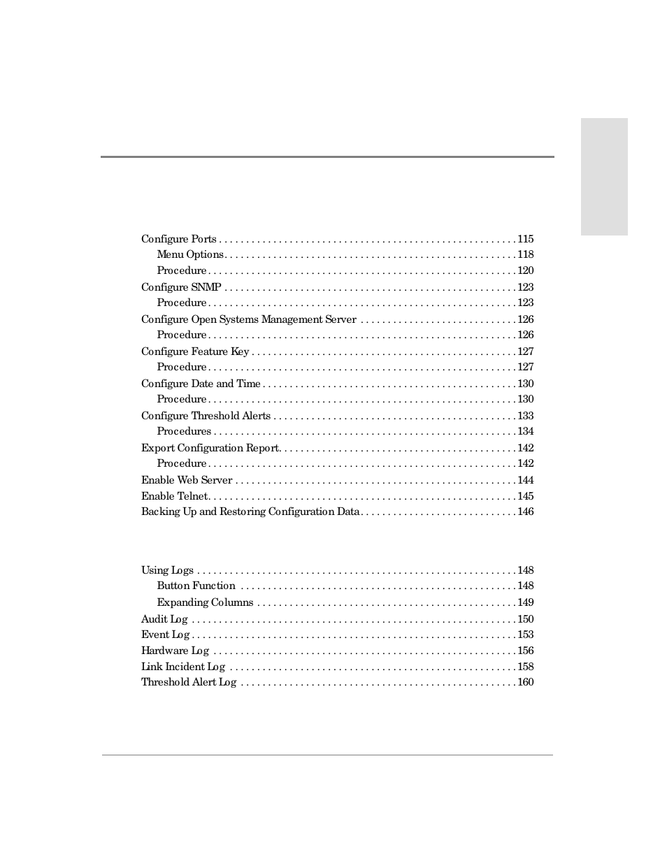 4 using logs | HP Surestore 64 Director Switch User Manual | Page 7 / 260