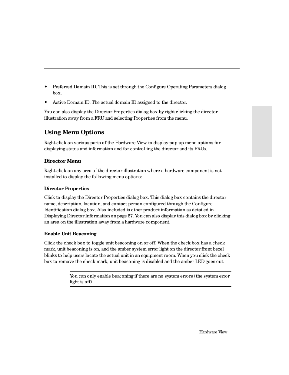 Using menu options | HP Surestore 64 Director Switch User Manual | Page 75 / 260