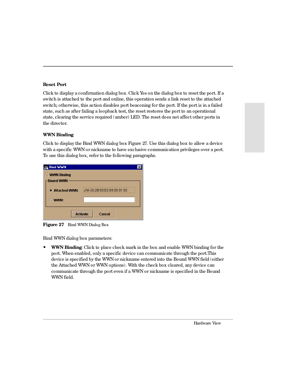 27 bind wwn dialog box | HP Surestore 64 Director Switch User Manual | Page 91 / 260