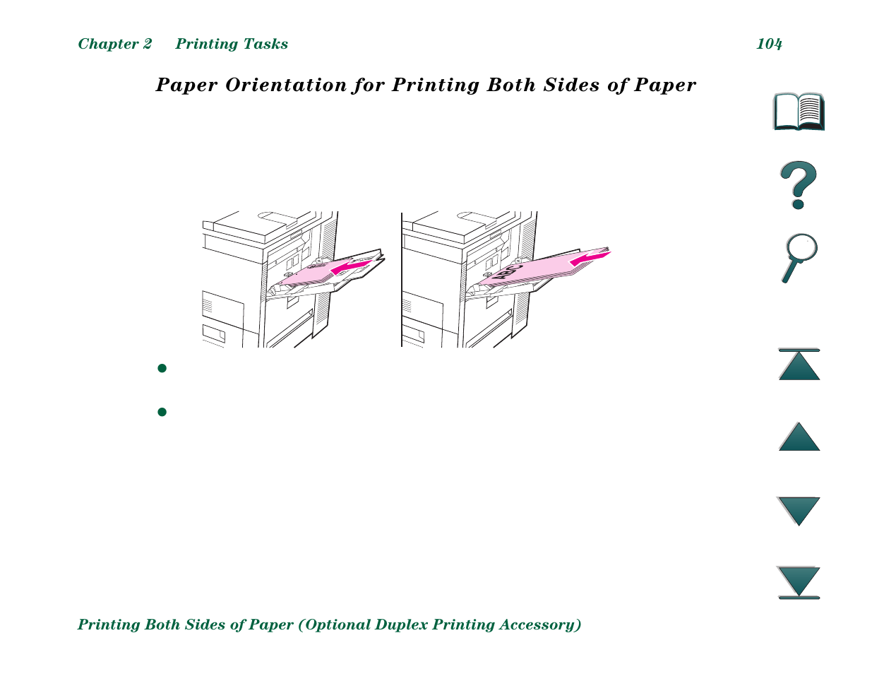 Paper orientation for printing both sides of paper | HP LaserJet 8000 Multifunction Printer series User Manual | Page 104 / 362