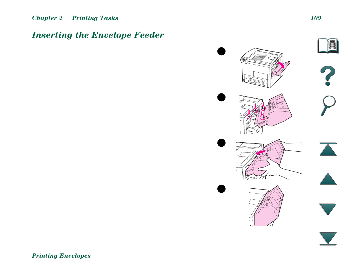 Inserting the envelope feeder | HP LaserJet 8000 Multifunction Printer series User Manual | Page 109 / 362