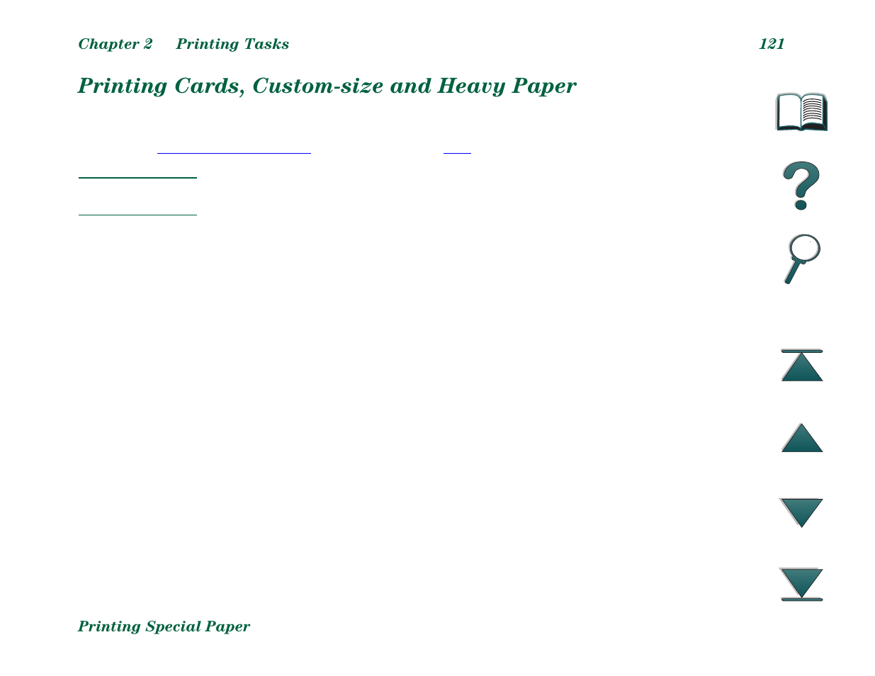 Printing cards, customsize and heavy paper, Printing cards, custom-size and heavy paper | HP LaserJet 8000 Multifunction Printer series User Manual | Page 121 / 362