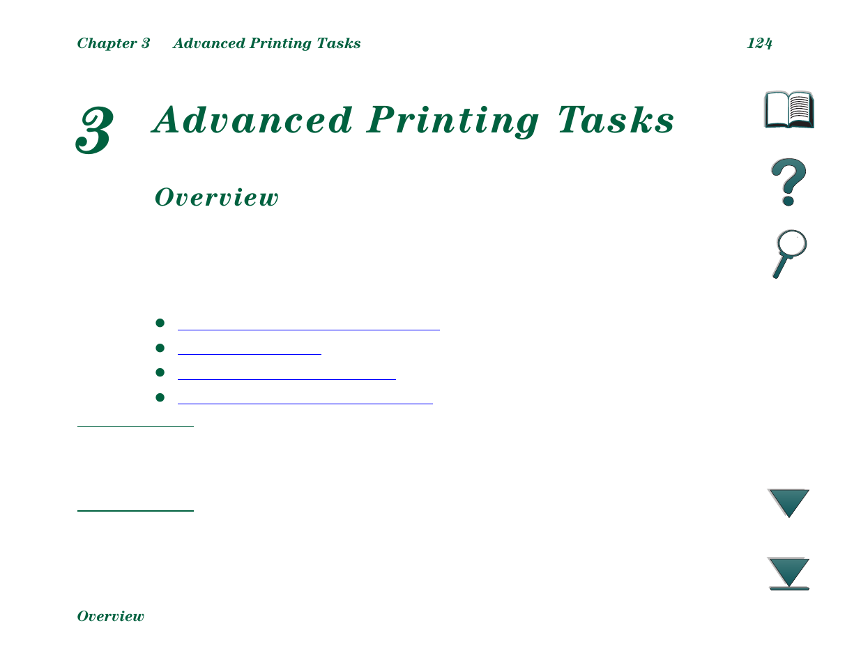 Advanced printing tasks, Overview, 3 advanced printing tasks | HP LaserJet 8000 Multifunction Printer series User Manual | Page 124 / 362