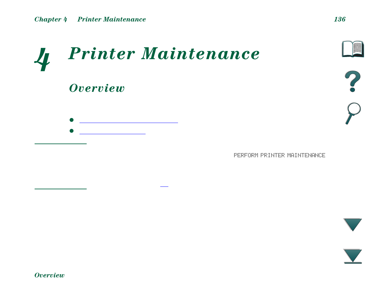 Printer maintenance, Overview, 4 printer maintenance | HP LaserJet 8000 Multifunction Printer series User Manual | Page 136 / 362