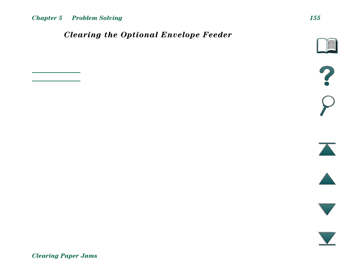 Clearing the optional envelope feeder | HP LaserJet 8000 Multifunction Printer series User Manual | Page 155 / 362