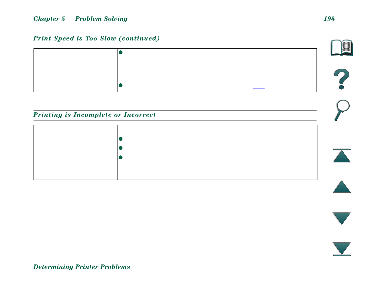 Printing is incomplete or incorrect | HP LaserJet 8000 Multifunction Printer series User Manual | Page 194 / 362
