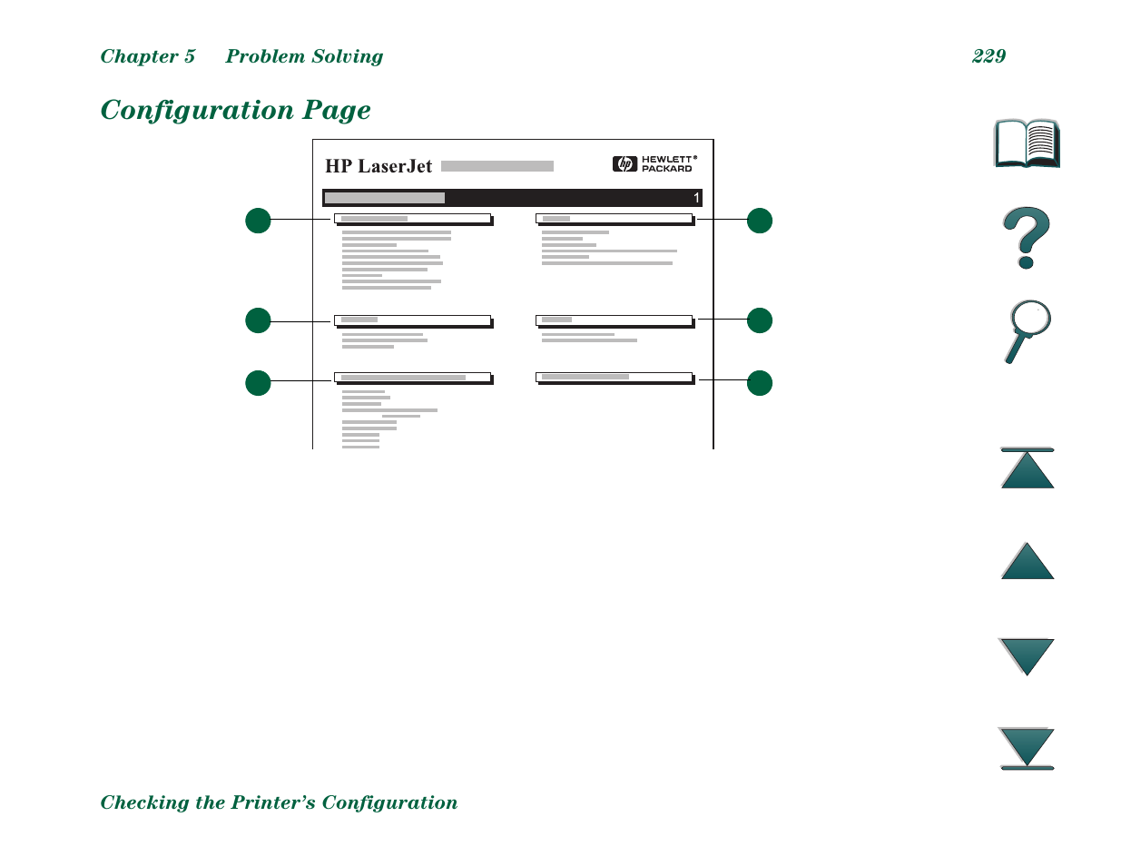 Configuration page | HP LaserJet 8000 Multifunction Printer series User Manual | Page 229 / 362