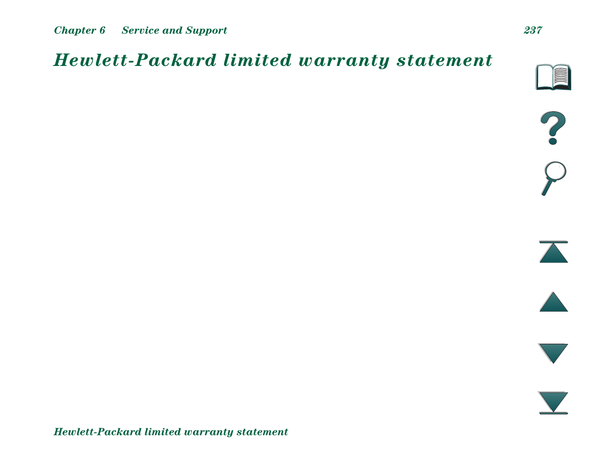 Hewlett-packard limited warranty statement | HP LaserJet 8000 Multifunction Printer series User Manual | Page 237 / 362