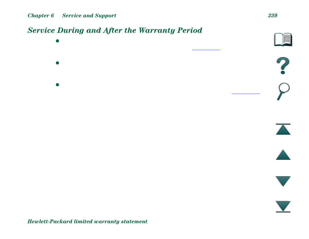 Service during and after the warranty period | HP LaserJet 8000 Multifunction Printer series User Manual | Page 239 / 362