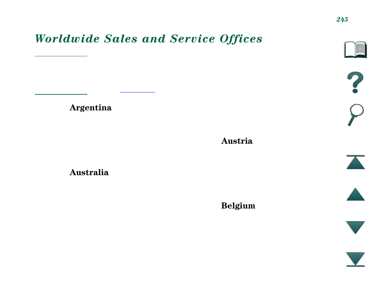 Worldwide sales and service offices | HP LaserJet 8000 Multifunction Printer series User Manual | Page 245 / 362