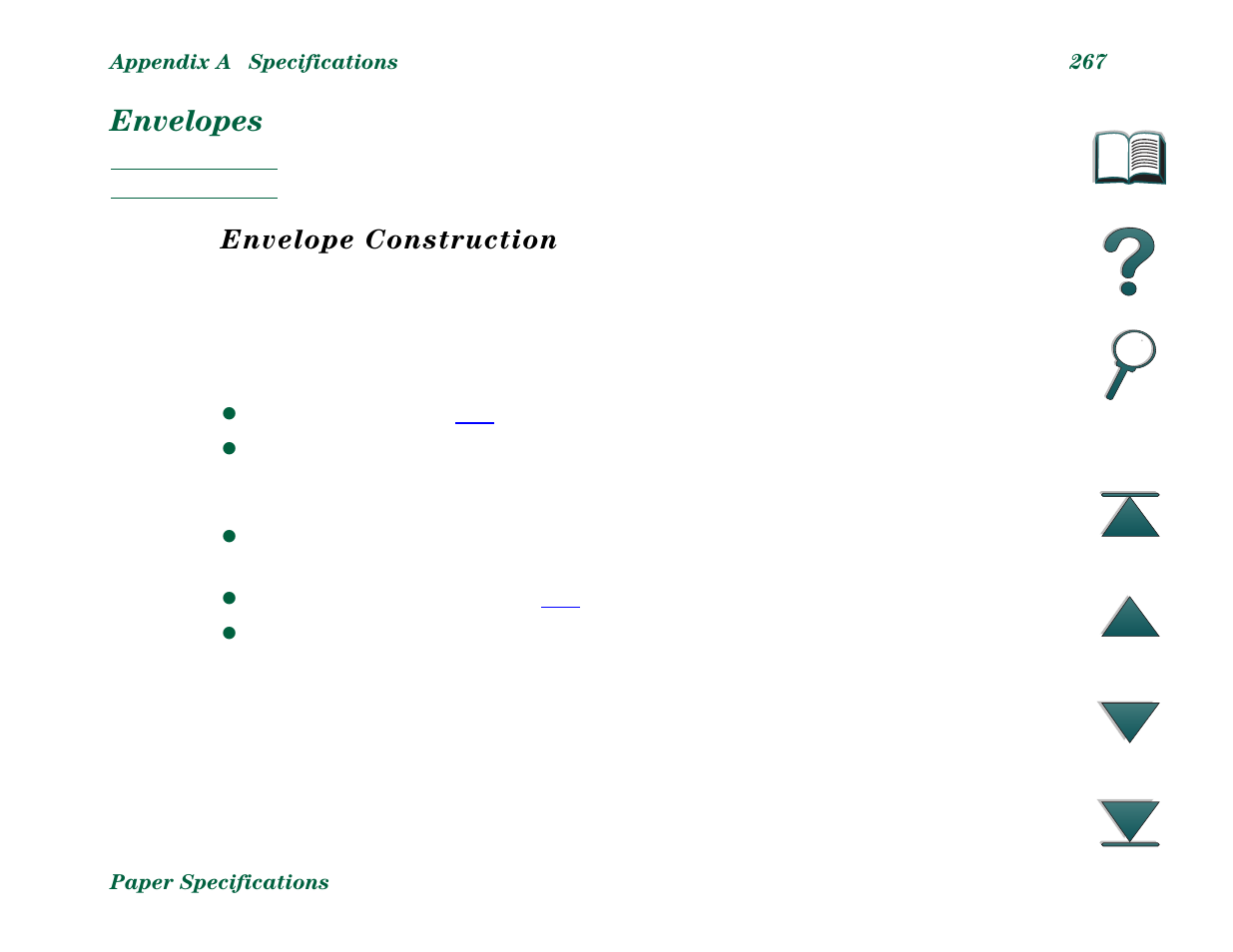 Envelopes, Envelope construction | HP LaserJet 8000 Multifunction Printer series User Manual | Page 267 / 362