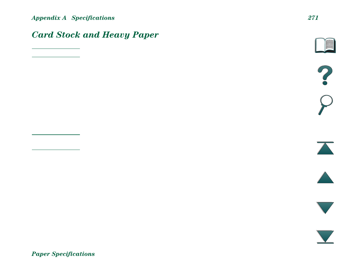 Card stock and heavy paper | HP LaserJet 8000 Multifunction Printer series User Manual | Page 271 / 362