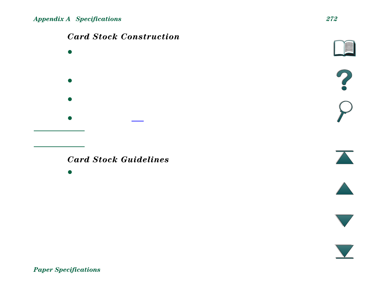 Card stock construction, Card stock guidelines | HP LaserJet 8000 Multifunction Printer series User Manual | Page 272 / 362