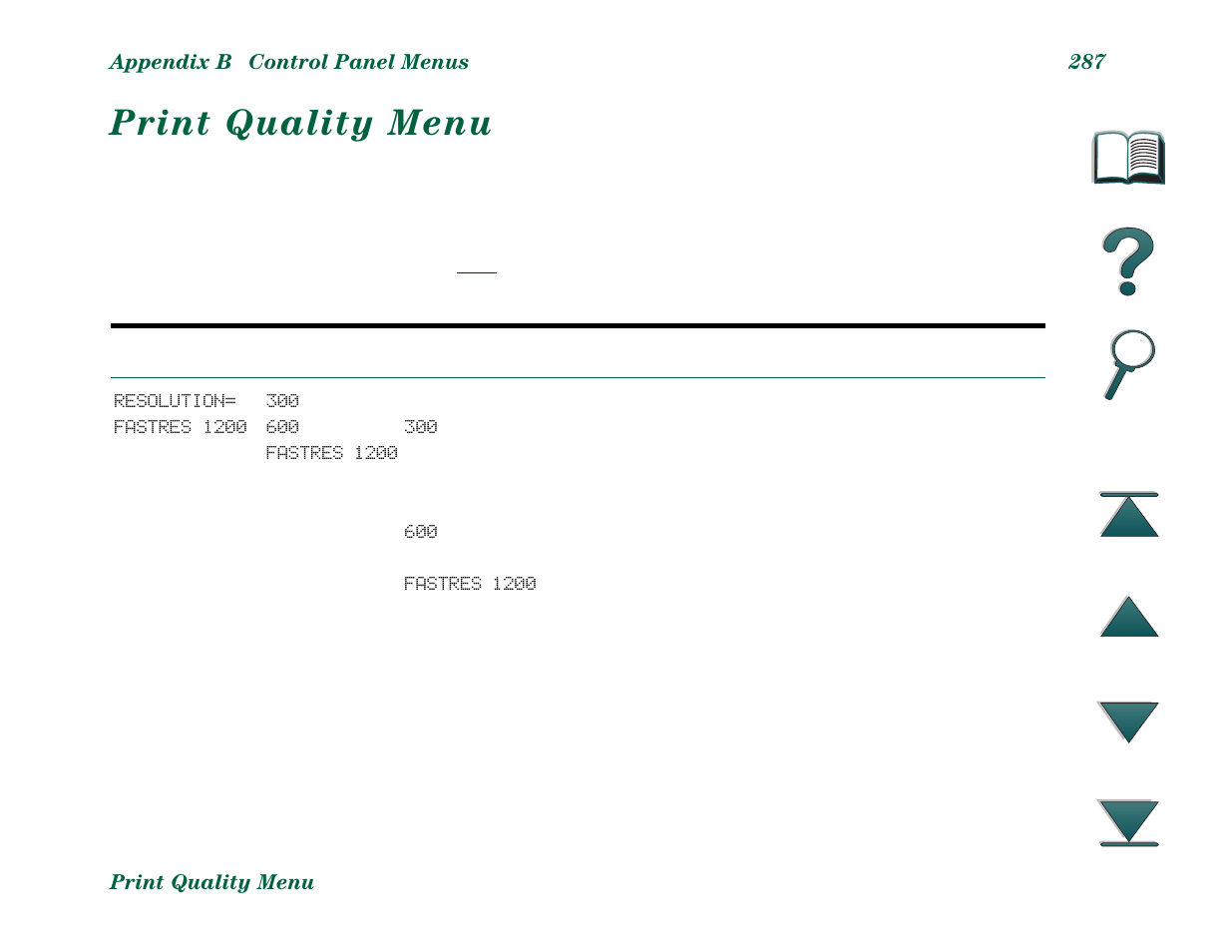 Print quality menu | HP LaserJet 8000 Multifunction Printer series User Manual | Page 287 / 362