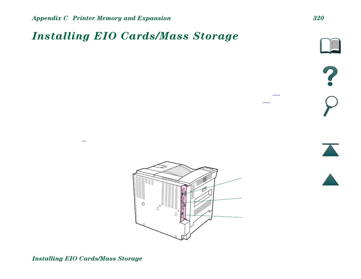 Installing eio cards/mass storage | HP LaserJet 8000 Multifunction Printer series User Manual | Page 320 / 362